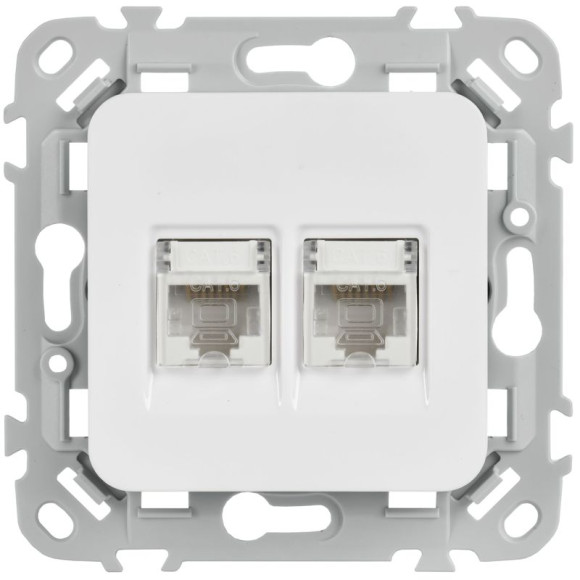 IEK FLITE Розетка 2-местная компьютерная RJ45 категория 6 UTP РК6-2-0-ФлБ белый IEK, FI-K22-2-K01 IEK FLITE Розетка 2-местная компьютерная RJ45 категория 6 UTP РК6-2-0-ФлБ белый IEK, FI-K22-2-K01