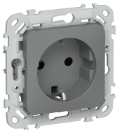 FLITE Розетка с заземлением с защитными шторками безвинтовое крепление 16А РСш11-1-ФлМА мокрый асфальт IEK, FI-R14-16-1-K80