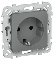 FLITE Розетка с заземлением с защитными шторками безвинтовое крепление 16А РСш11-1-ФлМА мокрый асфальт IEK, FI-R14-16-1-K80