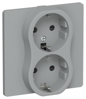 FLITE Розетка 2-местная с заземлением с защитными шторками безвинтовое крепление 16А РСш12-1-К-ФлС серый IEK, FI-R24C-16-1-K03
