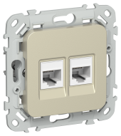 FLITE Розетка 2-местная RJ45/RJ11 категория 5Е/3 UTP РКТ5е/3-2-0-ФлШ шампань IEK, FI-KT22-1-K37