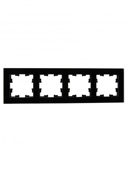 IEK BRITE Рамка 4 -местная РУ-4-2-БрЧ стекло черный , BR-M42-G-K02