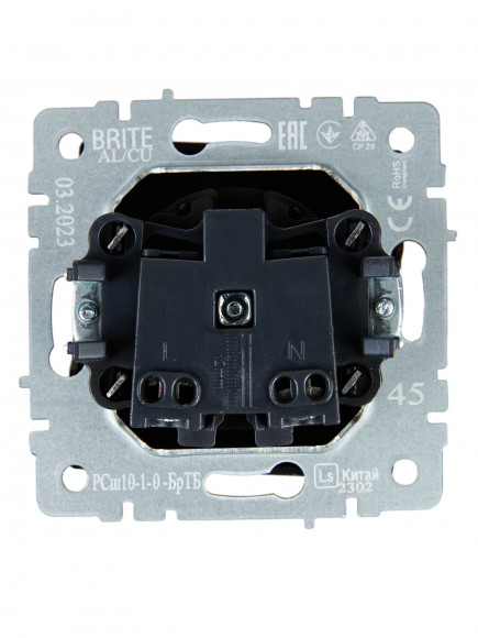 IEK BRITE Розетка 1-местная без заземления без защитных шторок 10А РС10-1-0-БрТБ темная бронза , BR-R10-10-K45