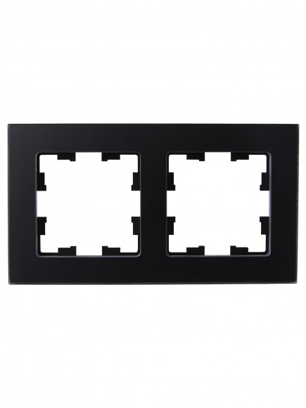 IEK BRITE Рамка 2-местная РУ-2-2-Бр стекло черный матовый , BR-M22-G-31-K02