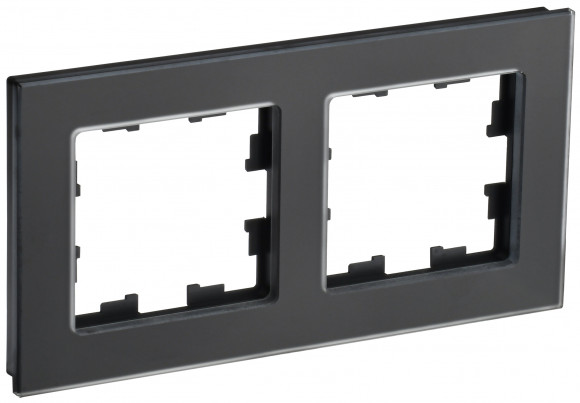 IEK BRITE Рамка 2-местная РУ-2-2-Бр стекло черный матовый IEK, BR-M22-G-31-K02