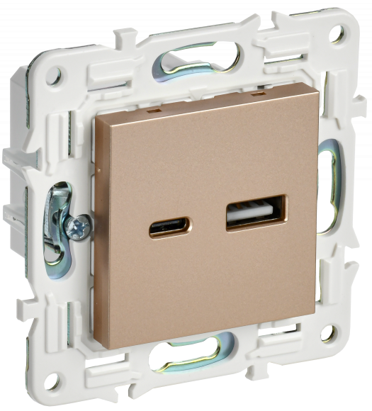 IEK SKANDY Розетка USB A+C 3,1А SK-R14Sa песочный IEK, SK-U22-D31-K98