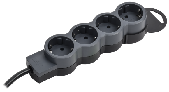 IEK STANDARD Удлинитель У04 4 места 2P+PE 5м 3х1,5мм2 16А черный IEK, 695030