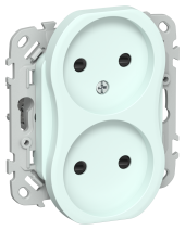 FLITE Розетка 2-местная без заземления с защитными шторками безвинтовое крепление 10А РСш02-1-ФлХЛ холодный лед IEK, FI-R23-10-1-K94