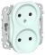 IEK FLITE Розетка 2-местная без заземления с защитными шторками безвинтовое крепление 10А РСш02-1-ФлХЛ холодный лед IEK, FI-R23-10-1-K94