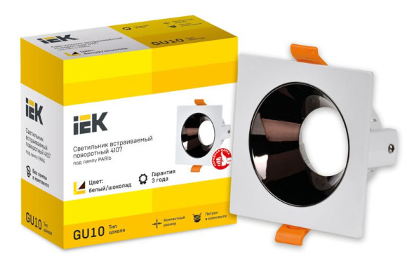 IEK LIGHTING Светильник 4107 встраиваемый поворотный под лампу GU10 белый/шоколад пластик IEK, LT-UVB0-4107-GU10-1-K30