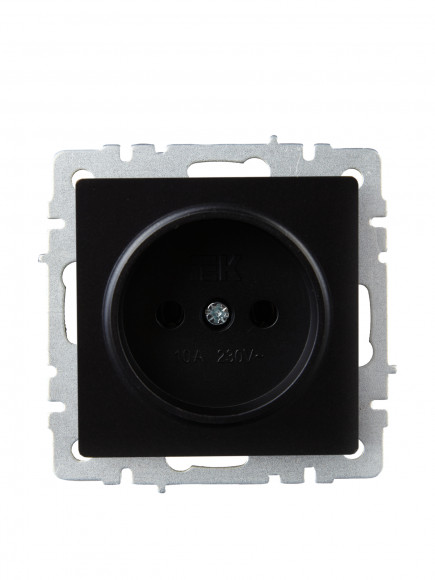 IEK BRITE Розетка 1-местная без заземления без защитных шторок 10А РС10-1-0-БрЧ черный , BR-R10-10-K02
