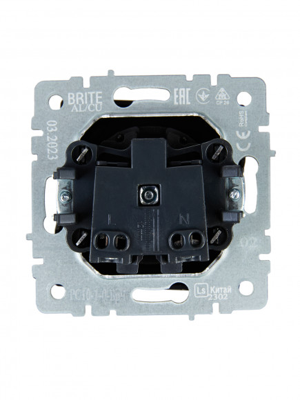 IEK BRITE Розетка 1-местная без заземления без защитных шторок 10А РС10-1-0-БрЧ черный , BR-R10-10-K02