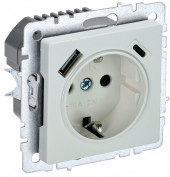 BRITE Розетка 1-местная с заземлением с защитными шторками 16А с USB A+C 18Вт РЮш11-1-БрЖ жемчуг IEK, BR-R14-16-U22-018-K36 BRITE Розетка 1-местная с заземлением с защитными шторками 16А с USB A+C 18Вт РЮш11-1-БрЖ жемчуг IEK, BR-R14-16-U22-018-K36