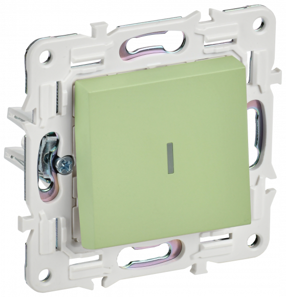 IEK SKANDY Выключатель 1-клавишный проходной с индикацией 10А SK-V08G мятный , SK-V12-1-10-K06