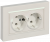 IEK BRITE Розетка 2-местная с заземлением без защитных шторок плоская 16А в сборе РСПл12-3-БрЖ жемчуг , BR-R27-16-K36-F