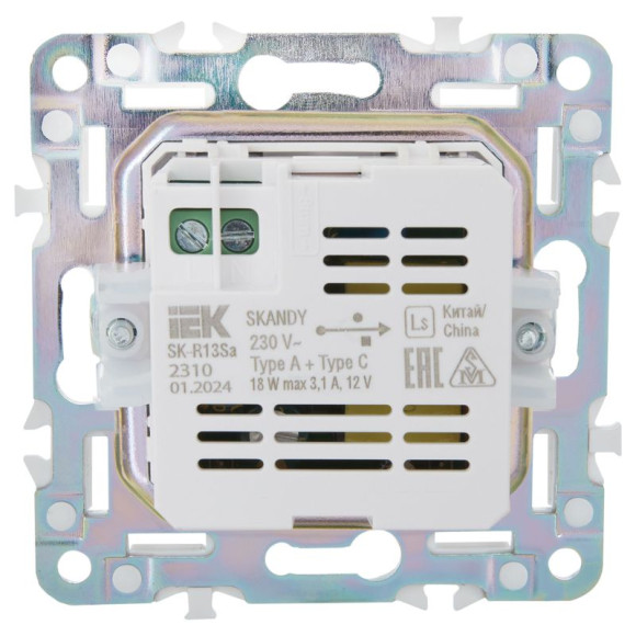 IEK SKANDY Розетка USB A+C 3,1А SK-R14Sh шампань , SK-U22-D31-K37