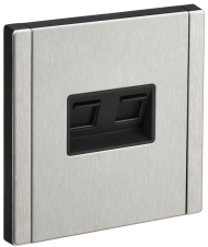 FORTE&PIANO Розетка компьютерная двойная RJ45 кат.6 FP734M металл никель IEK, FP-K20-2-M-K50