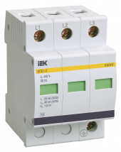 KARAT Ограничитель импульсного перенапряжения ОПС1-C 3P In=20кА Un=400В Im=40кА IEK, MOP20-3-C