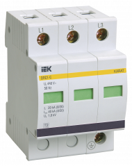 KARAT Ограничитель импульсного перенапряжения ОПС1-C 3P In=20кА Un=400В Im=40кА IEK, MOP20-3-C