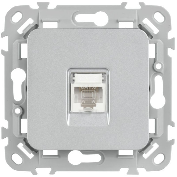 IEK FLITE Розетка компьютерная RJ45 категория 6 UTP РК6-1-0-ФлА алюминий IEK, FI-K12-2-K47