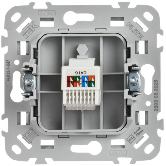 IEK FLITE Розетка компьютерная RJ45 категория 6 UTP РК6-1-0-ФлА алюминий IEK, FI-K12-2-K47