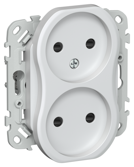 IEK FLITE Розетка 2-местная без заземления с защитными шторками безвинтовое крепление 10А РСш02-1-ФлЖ жемчуг IEK, FI-R23-10-1-K36