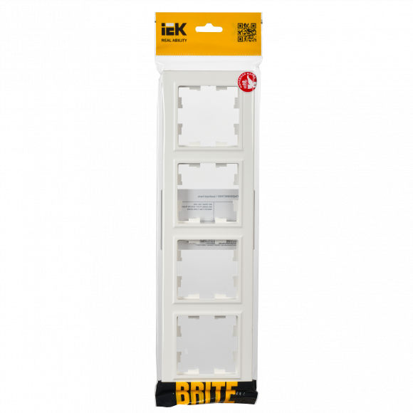 IEK BRITE Рамка 4-местная РУ-4-БрБ белый , BR-M42-K01