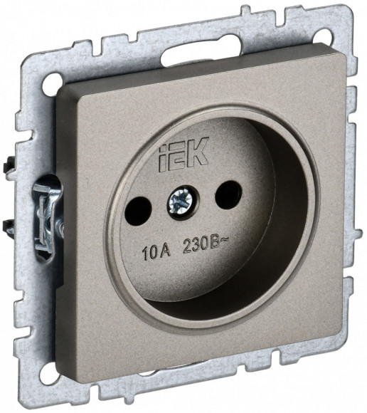 IEK BRITE Розетка 1-местная без заземления без защитных шторок 10А РС10-1-0-БрШ шампань IEK, BR-R10-10-K37