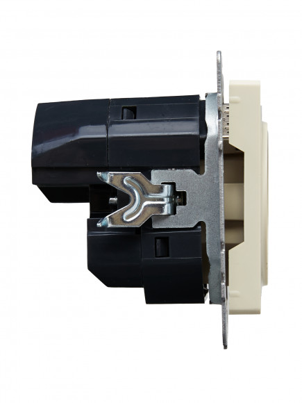 IEK BRITE Розетка 1-местная с заземлением с защитными шторками 16А с USB A+C 18Вт РЮш11-1-БрКр бежевый , BR-R14-16-U22-018-K10