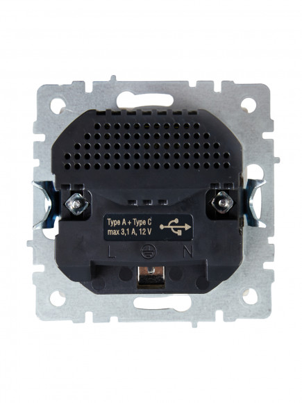 IEK BRITE Розетка 1-местная с заземлением с защитными шторками 16А с USB A+C 18Вт РЮш11-1-БрКр бежевый , BR-R14-16-U22-018-K10