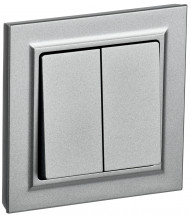 BRITE Выключатель 2-клавишный 10А в сборе ВСР10-2-0-БрА алюминий , BR-V20-0-10-K47-F