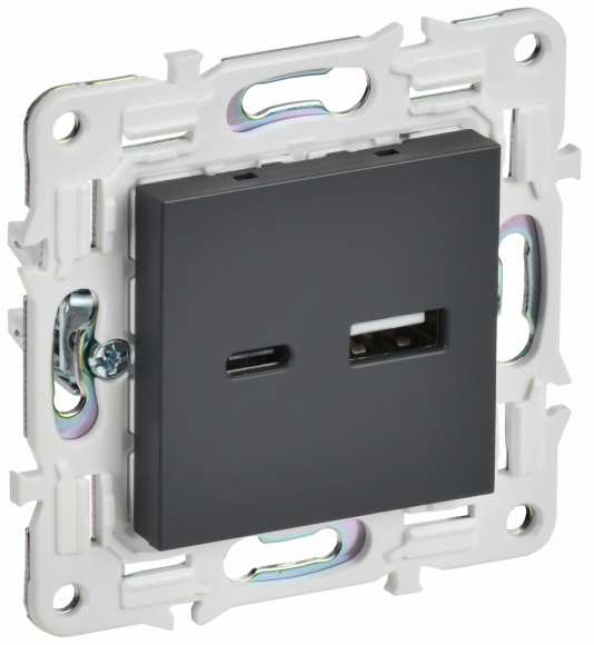 IEK SKANDY Розетка USB A+C 3,1А SK-R14T титан IEK, SK-U22-D31-K48
