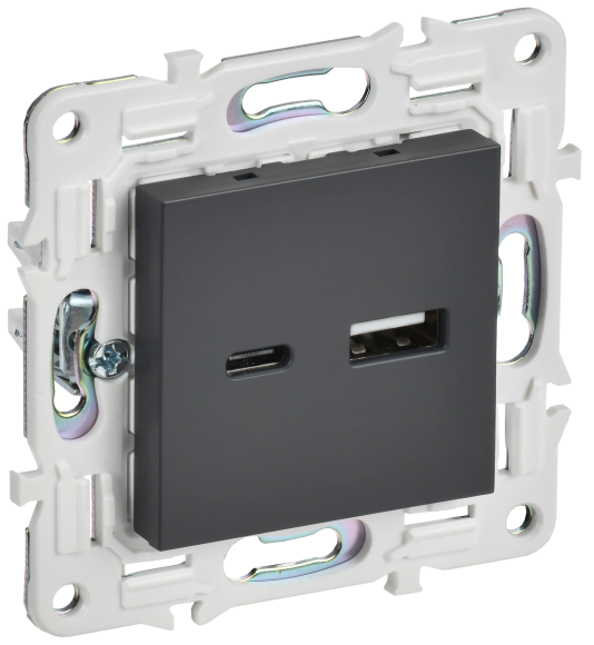 IEK SKANDY Розетка USB A+C 3,1А SK-R14T титан , SK-U22-D31-K48