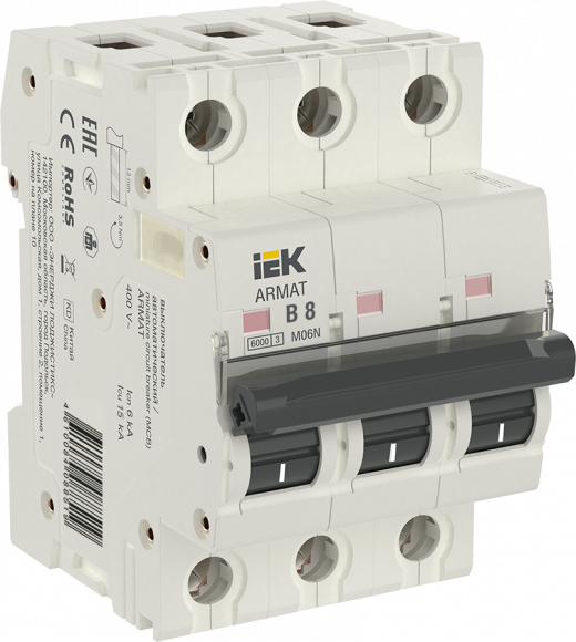IEK ARMAT Автоматический выключатель M06N 3P B 8А IEK, AR-M06N-3-B008