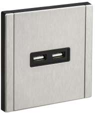 FORTE&PIANO Розетка USB A+A 3,1А FP749M металл никель IEK, FP-U21-D31-M-K50