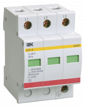 KARAT Ограничитель импульсного перенапряжения ОПС1-B 3P In=30кА Un=400В Im=60кА IEK, MOP20-3-B