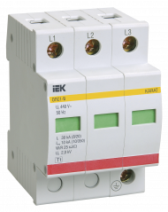 KARAT Ограничитель импульсного перенапряжения ОПС1-B 3P In=30кА Un=400В Im=60кА IEK, MOP20-3-B