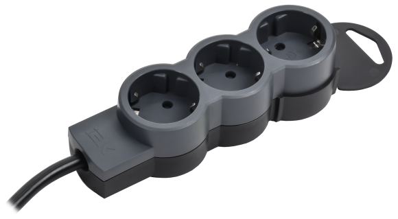 IEK STANDARD Удлинитель У03 3 места 2P+PE 3м 3х1,5мм2 16А черный IEK, 695015