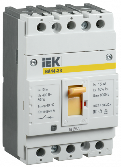 IEK Автоматический выключатель ВА44 33 3Р 25А 15кА IEK, SVA4410-3-0025