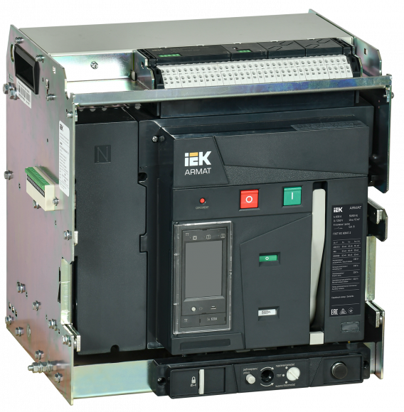 IEK ARMAT AR-A2C TT06 4P W HR/VR Выключатель автоматический воздушный 55кА расцепитель TT 630А 4P выдвижной с аксессуарами ~220-240В: реле отключения, реле включения, моторный привод IEK, AR-ACB-4VA-055-0630A-TTCF