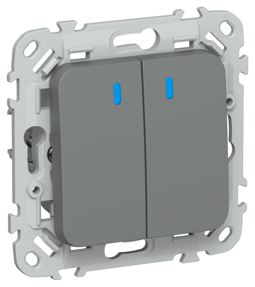 IEK FLITE Выключатель 2-клавишный проходной с индикацией 10А ВС62-1-1-ФлМА мокрый асфальт IEK, FI-V22-1-10-1-K80