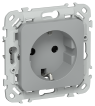 FLITE Розетка с заземлением без защитных шторок безвинтовое крепление 16А РС11-1-ФлС серый IEK, FI-R11-16-1-K03
