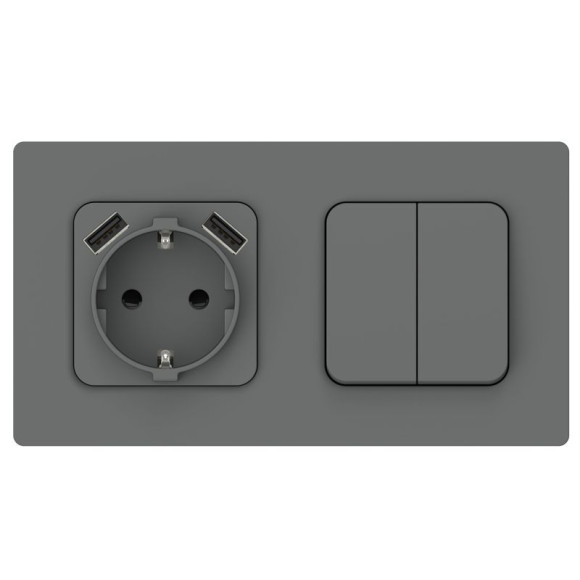 IEK FLITE Рамка 2-местная РУ-2-К-ФлМА мокрый асфальт IEK, FI-M22-32-20-K80, Classic IEK FLITE Рамка 2-местная РУ-2-К-ФлМА мокрый асфальт IEK, FI-M22-32-20-K80, Classic