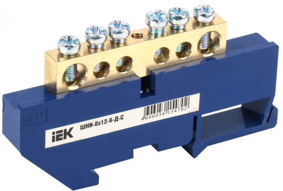IEK Шина N "ноль" на DIN-изол ШНИ-8х12-6-Д-С IEK, YNN10-812-6D-K07