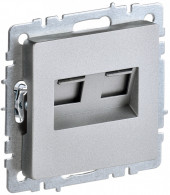 BRITE Розетка двойная RJ11+RJ45 кат.5E РК/Т12-БрА алюминий IEK, BR-KT20-O-1-K47