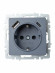 IEK BRITE Розетка 1-местная с заземлением с защитными шторками 16А с USB A+C 18Вт РЮш11-1-БрМ маренго , BR-R14-16-U22-018-K35