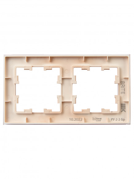 IEK BRITE Рамка 2-местная РУ-2-2-БрП стекло персиковый матовый , BR-M22-G-31-K96