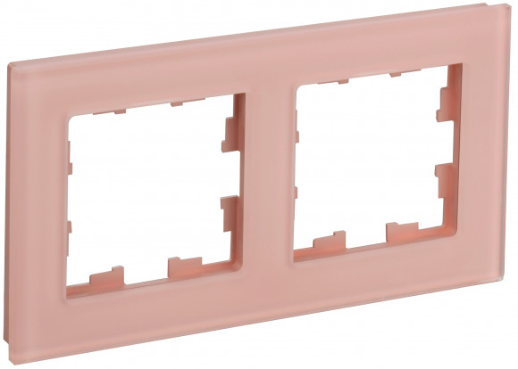 IEK BRITE Рамка 2-местная РУ-2-2-БрП стекло персиковый матовый IEK, BR-M22-G-31-K96