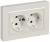 IEK BRITE Розетка 2-местная с заземлением с защитными шторками плоская 16А в сборе РСшПл12-3-БрЖ жемчуг , BR-R28-16-K36-F