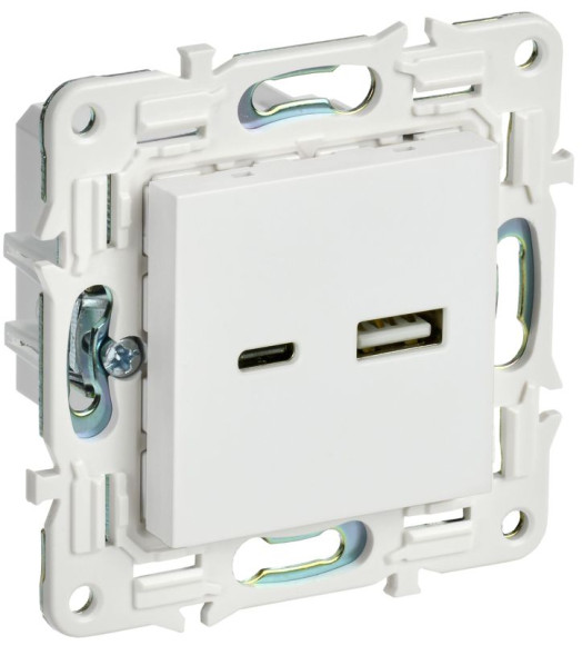 IEK SKANDY Розетка USB A+C 3,1А SK-R14W арктический белый , SK-U22-D31-K01 IEK SKANDY Розетка USB A+C 3,1А SK-R14W арктический белый , SK-U22-D31-K01